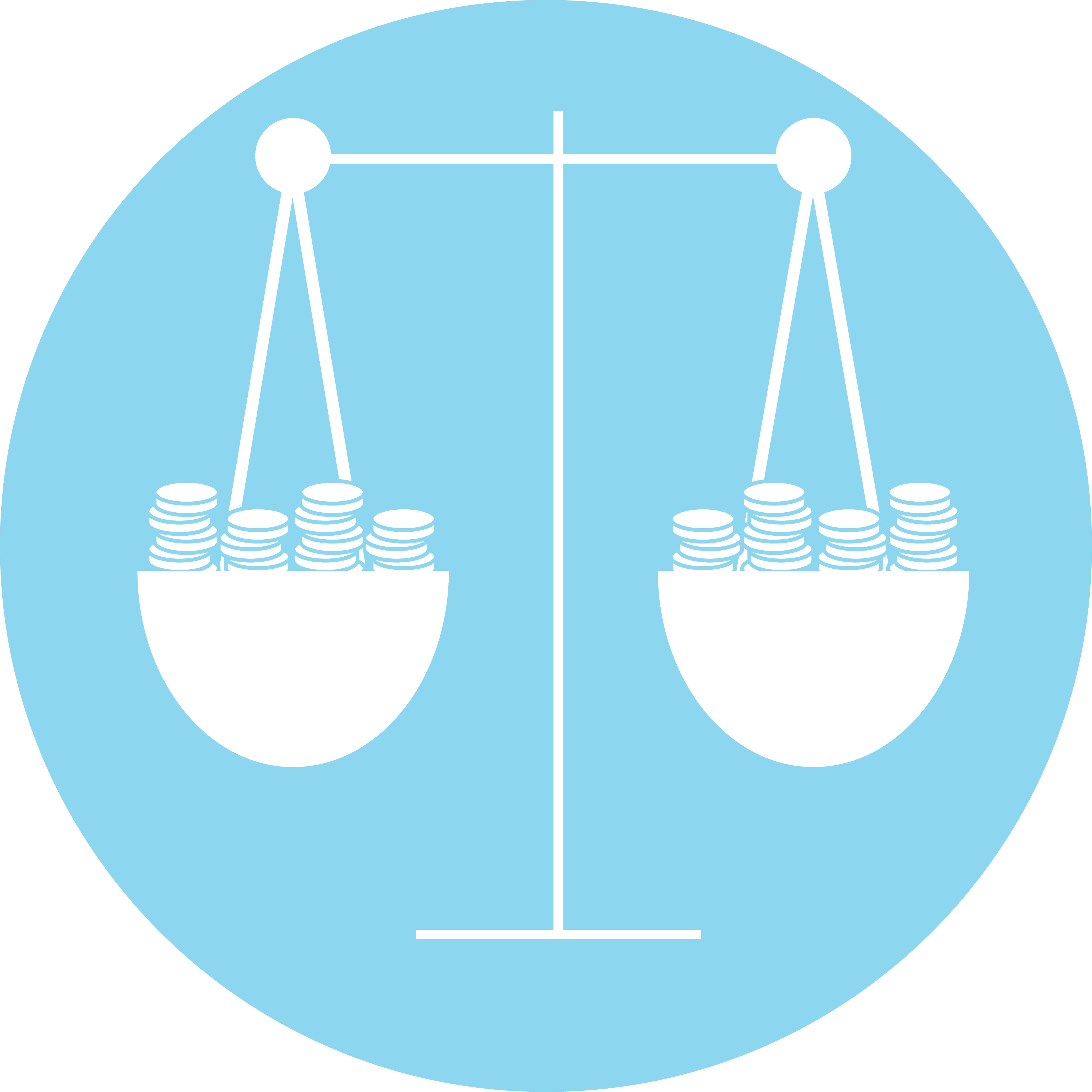 Image symbolique rémunération équitable: balance à l’équilibre avec des pièces de monnaie